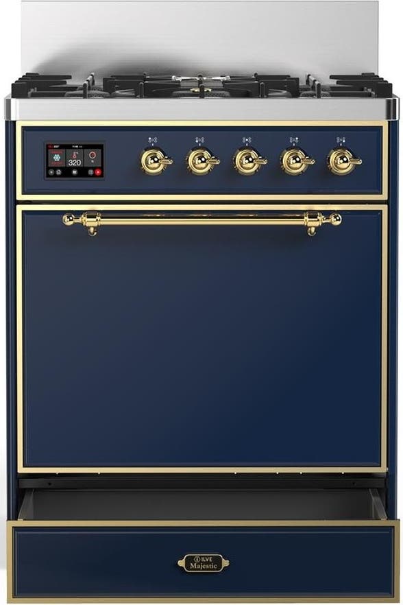 Ilve UM30QNR3MBGLP Midnight Blue With Brass Trim, Liquid Propane