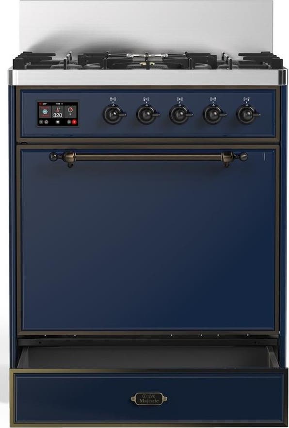 Ilve UM30QNR3MBB Midnight Blue With Burnished Trim, Natural Gas