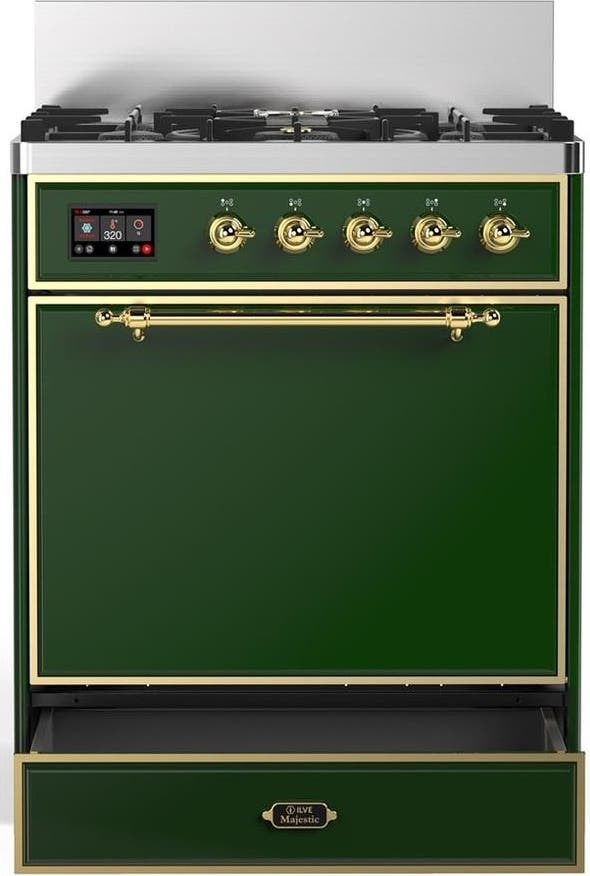 Ilve UM30QNR3EGG Emerald Green With Brass Trim, Natural Gas