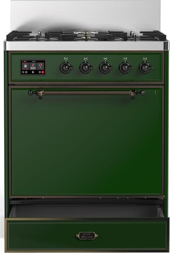 Ilve UM30QNR3EGBLP Emerald Green With Burnished Trim, Liquid Propane