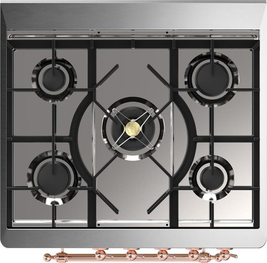 Ilve UM30QNR3BUPLP Burgundy With Copper Trim, Liquid Propane