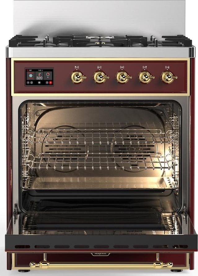 Ilve UM30QNR3BUG Burgundy With Brass Trim, Natural Gas