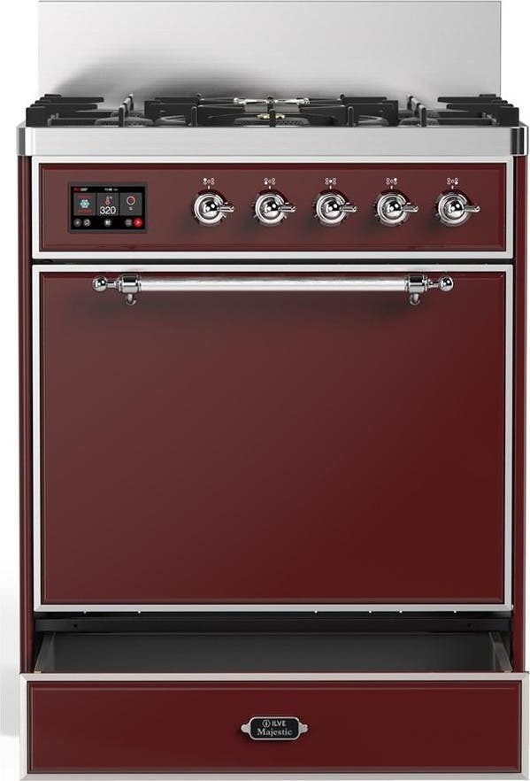 Ilve UM30QNR3BUC Burgundy With Chrome Trim, Natural Gas