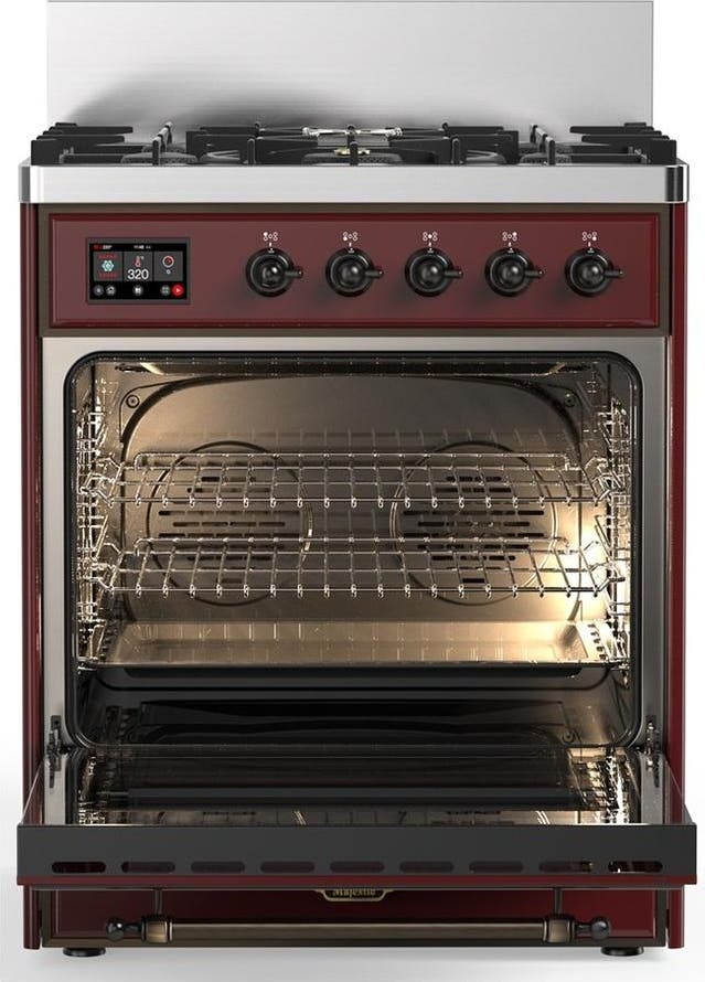 Ilve UM30QNR3BUBLP Burgundy With Burnished Trim, Liquid Propane