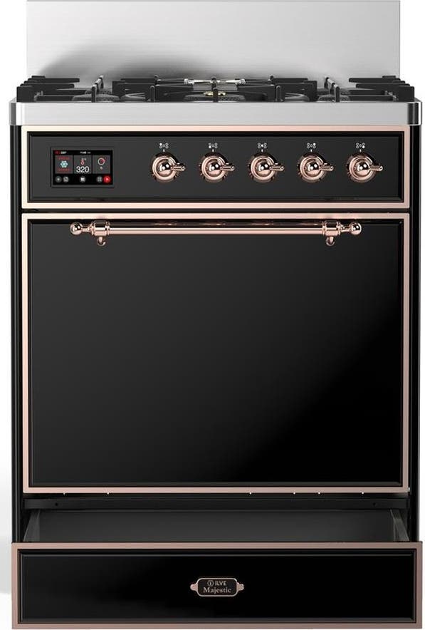 Ilve UM30QNR3BKP Glossy Black With Copper Trim, Natural Gas