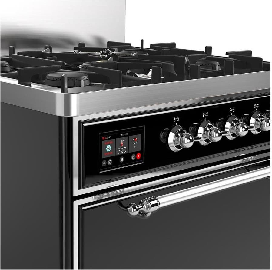 Ilve UM30QNR3BKC Glossy Black With Chrome Trim, Natural Gas