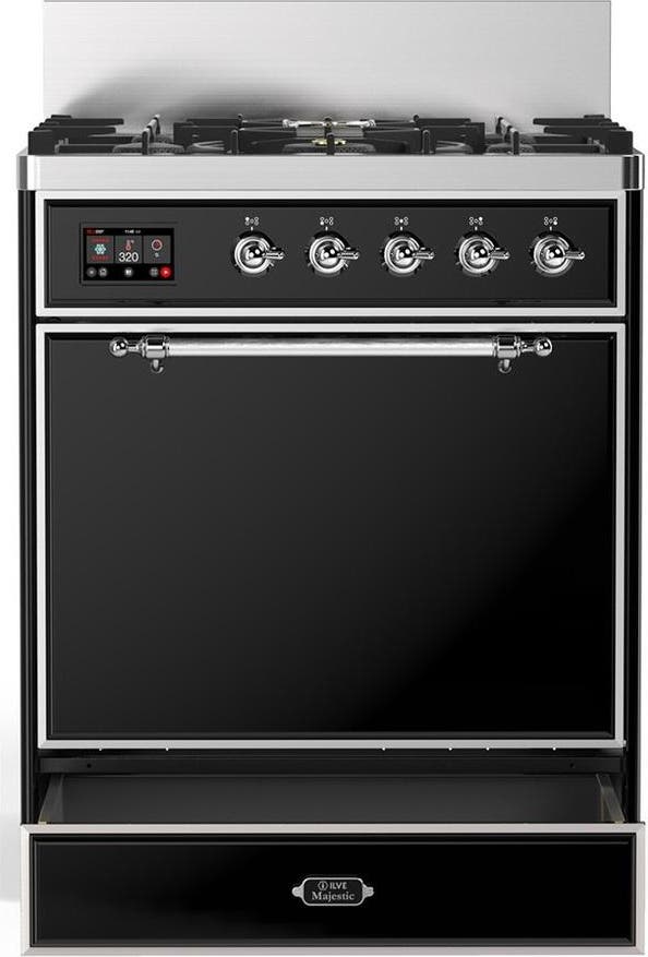 Ilve UM30QNR3BKC Glossy Black With Chrome Trim, Natural Gas