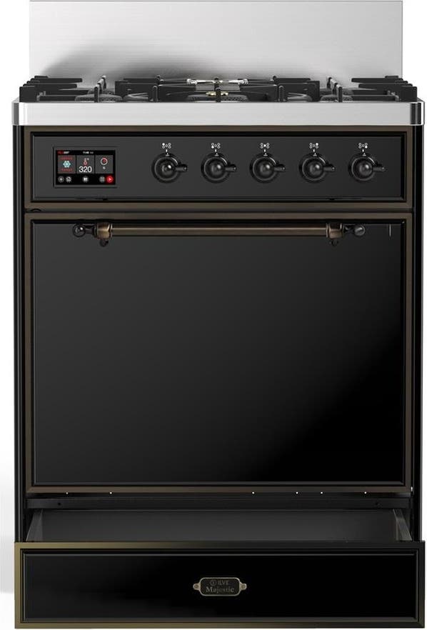 Ilve UM30QNR3BKB Glossy Black With Burnished Trim, Natural Gas