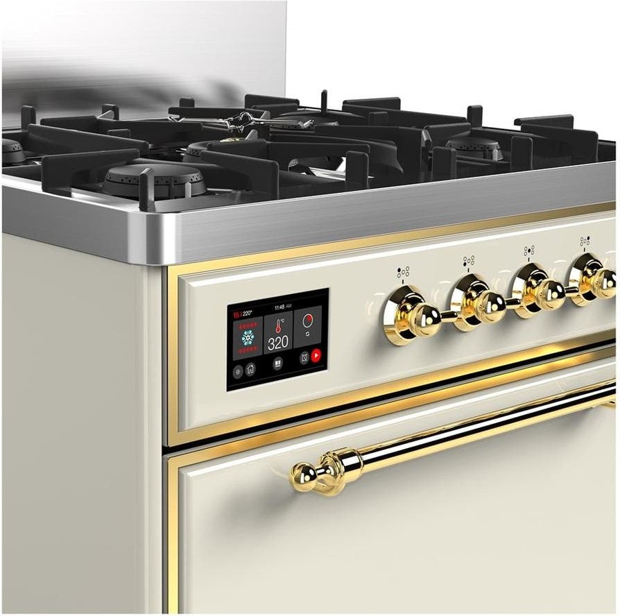 Ilve UM30QNR3AWGLP Antique White With Brass Trim, Liquid Propane