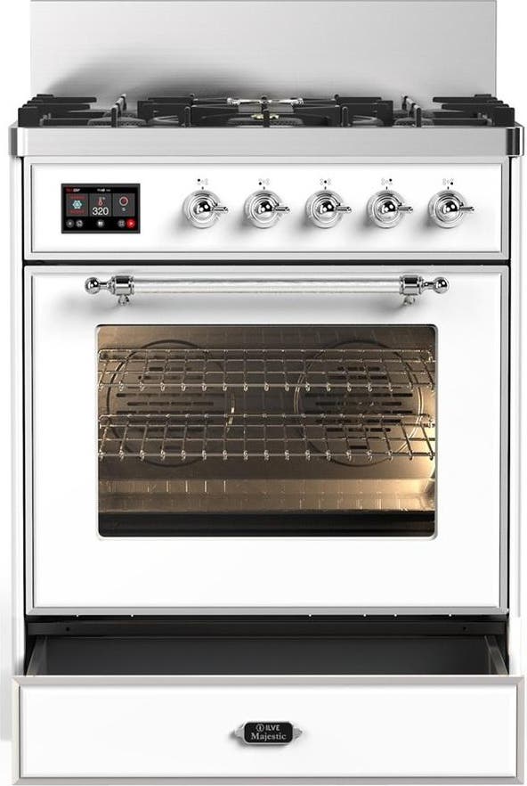 Ilve UM30NR3WHCLP White With Chrome Trim, Liquid Propane