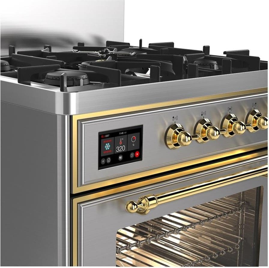 Ilve UM30NR3SSGLP Stainless Steel With Brass Trim, Liquid Propane