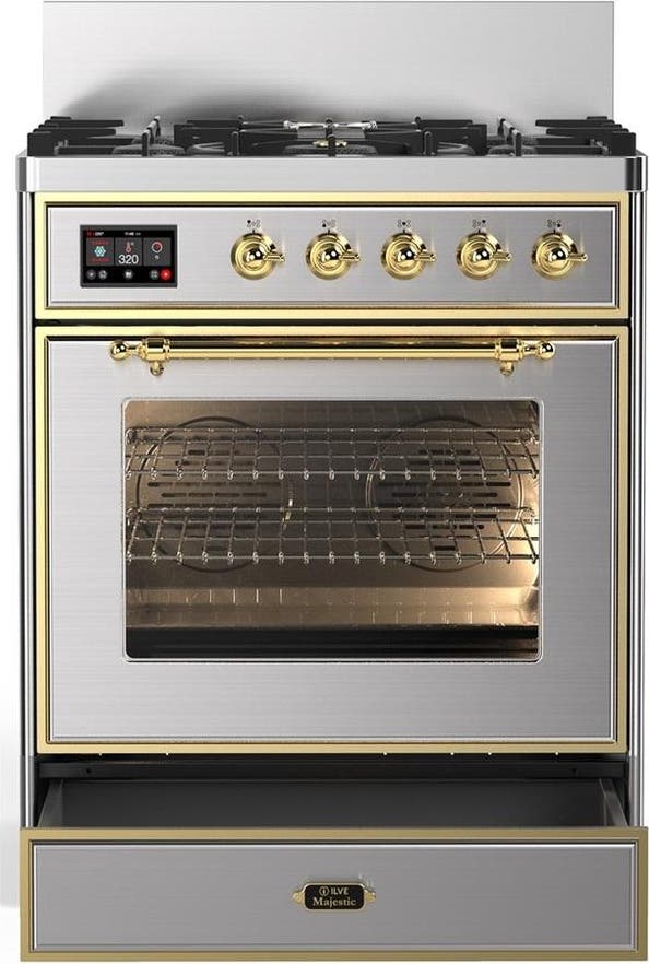 Ilve UM30NR3SSGLP Stainless Steel With Brass Trim, Liquid Propane