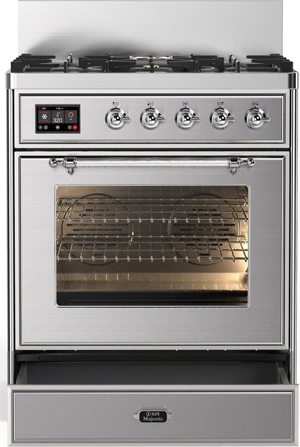 Ilve UM30NR3SSC Stainless Steel With Chrome Trim, Natural Gas