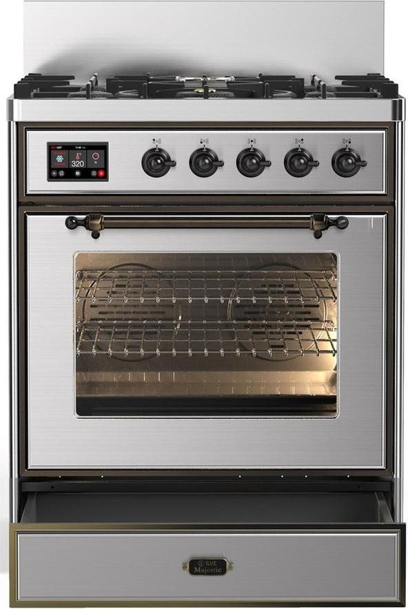 Ilve UM30NR3SSB Stainless Steel With Burnished Trim, Natural Gas