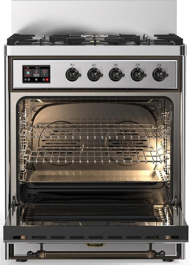 Ilve UM30NR3SSB Stainless Steel With Burnished Trim, Natural Gas