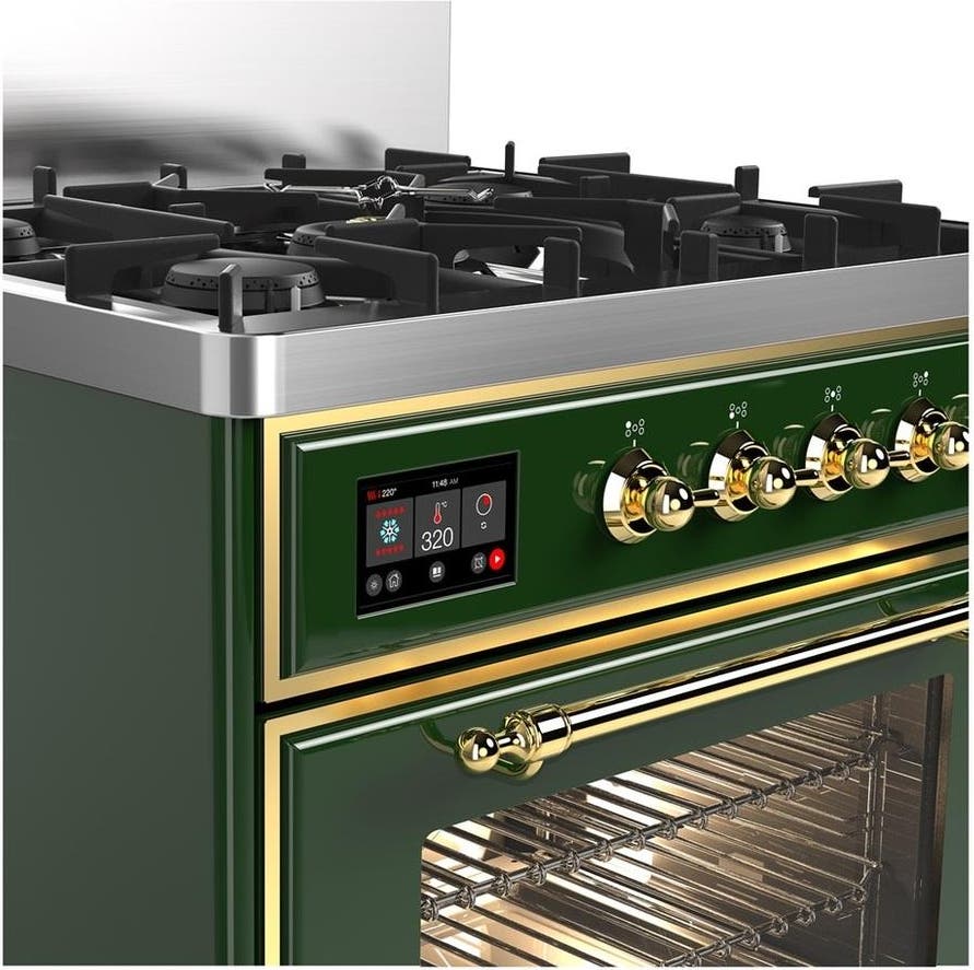 Ilve UM30NR3EGG Emerald Green With Brass Trim, Natural Gas