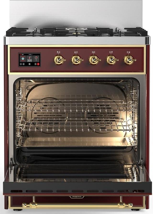 Ilve UM30NR3BUG Burgundy With Brass Trim, Natural Gas