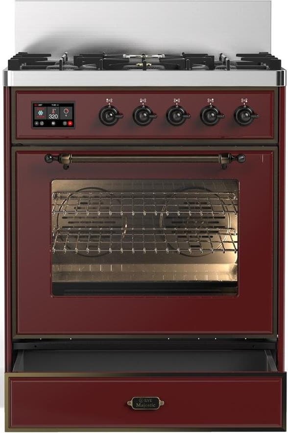Ilve UM30NR3BUBLP Burgundy With Burnished Trim, Liquid Propane
