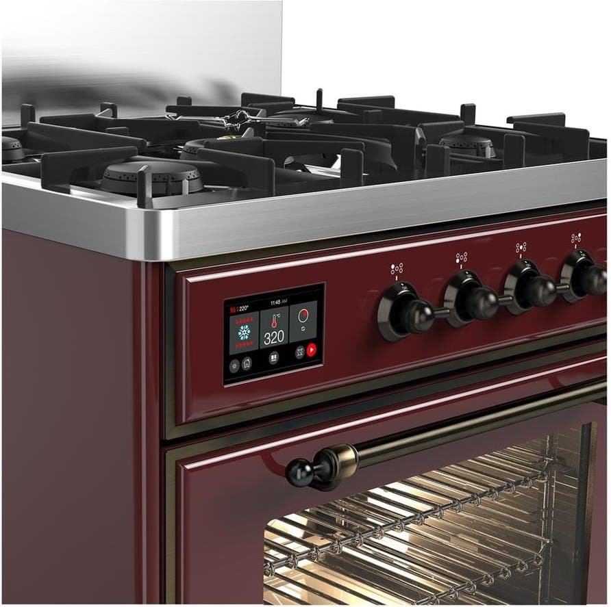 Ilve UM30NR3BUB Burgundy With Burnished Trim, Natural Gas