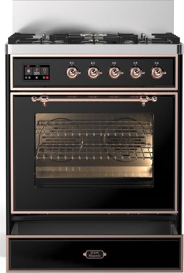 Ilve UM30NR3BKPLP Glossy Black With Copper Trim, Liquid Propane