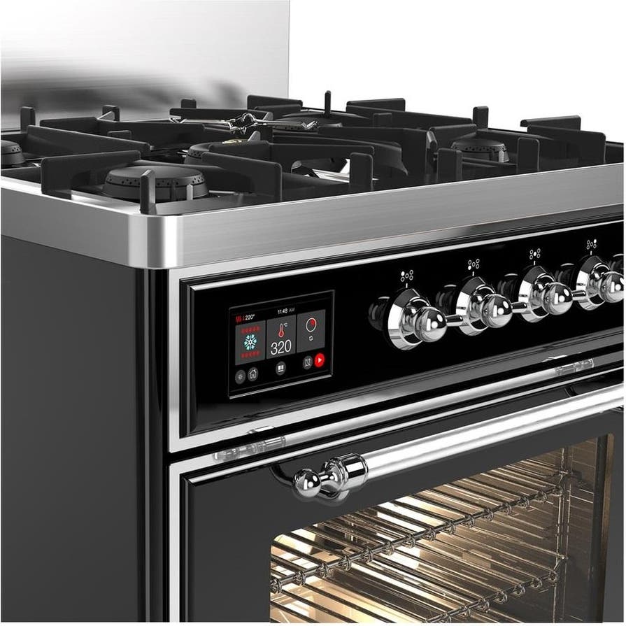 Ilve UM30NR3BKC Glossy Black With Chrome Trim, Natural Gas