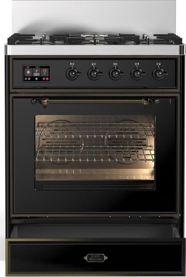 Ilve UM30NR3BKBLP Glossy Black With Burnished Trim, Liquid Propane
