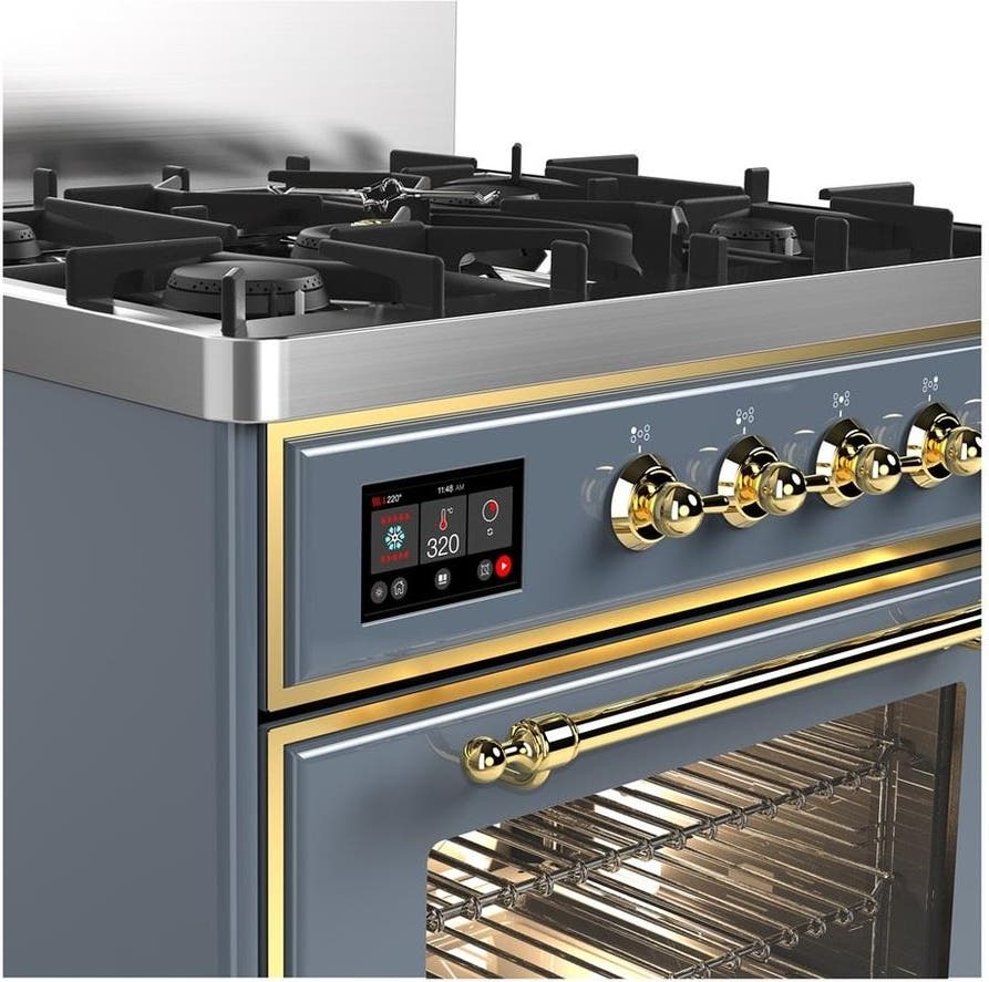 Ilve UM30NR3BGGLP Blue Grey With Brass Trim, Liquid Propane