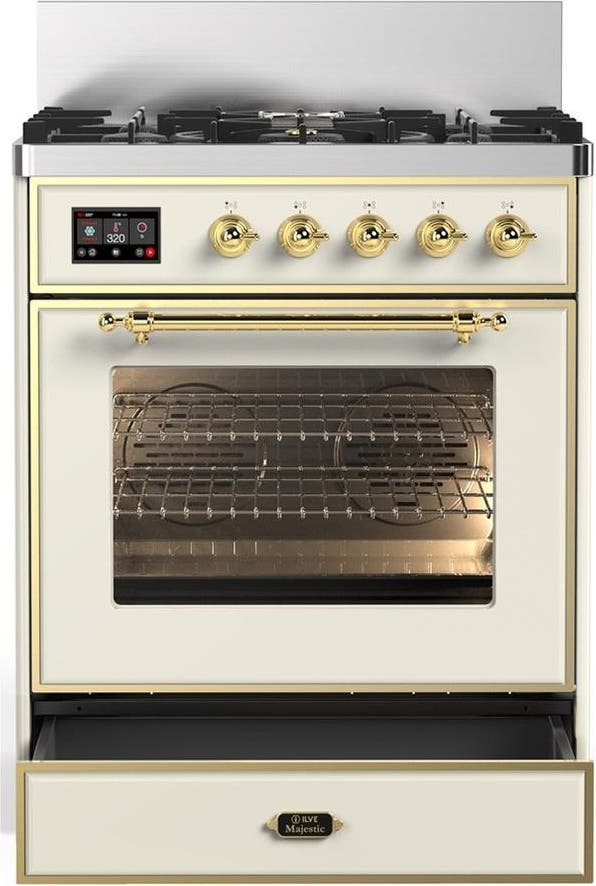 Ilve UM30NR3AWG Antique White With Brass Trim, Natural Gas