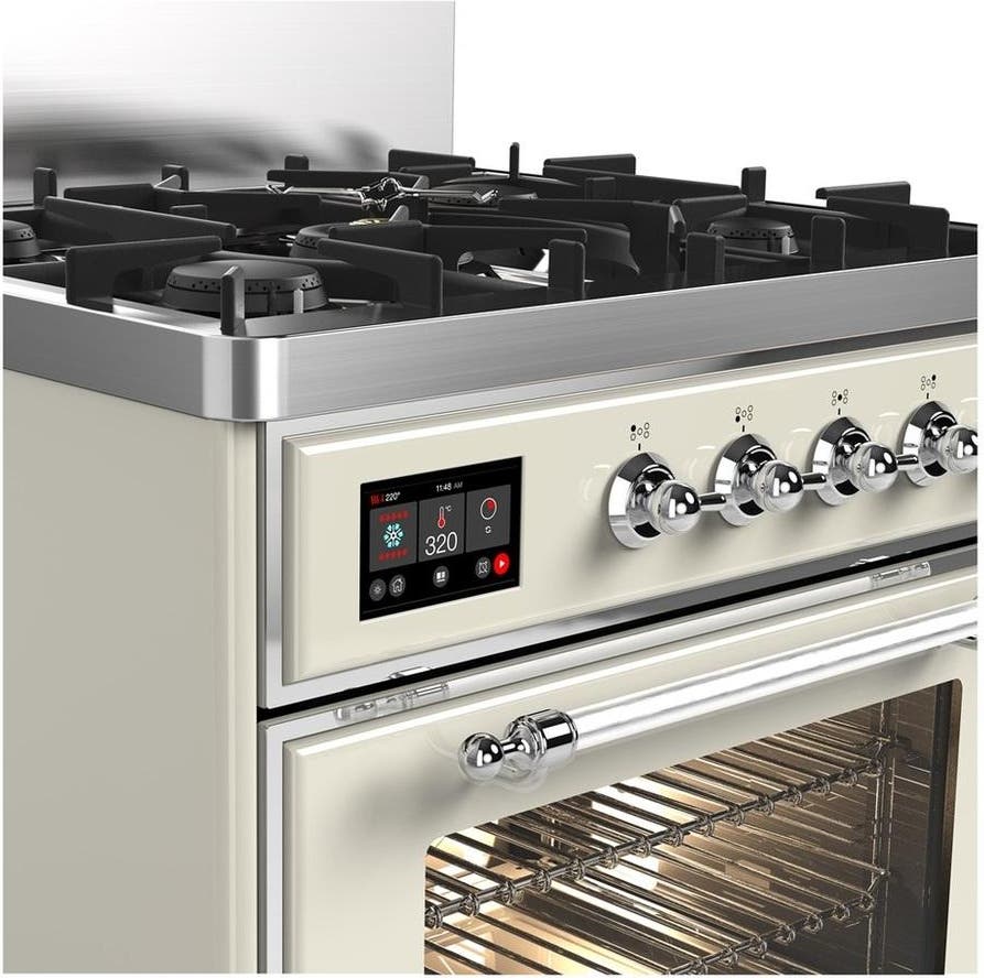 Ilve UM30NR3AWCLP Antique White With Chrome Trim, Liquid Propane