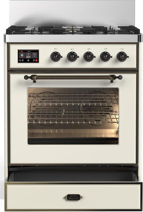 Ilve UM30NR3AWBLP Antique White With Burnished Trim, Liquid Propane