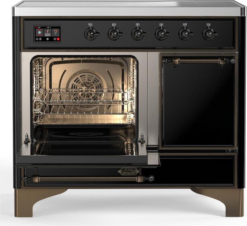 Ilve UMDIB40QNR3BKB Glossy Black With Burnished Trim