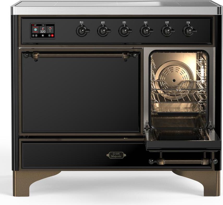 Ilve UMDIB40QNR3BKB Glossy Black With Burnished Trim