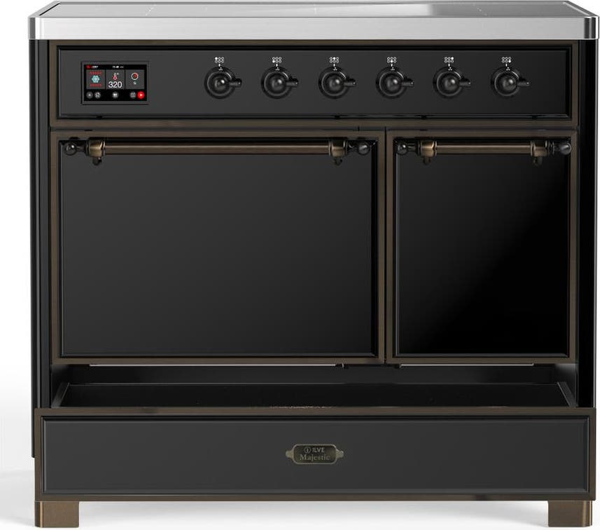 Ilve UMDIB40QNR3BKB Glossy Black With Burnished Trim