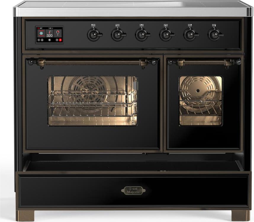 Ilve UMDIB40NR3BKB Glossy Black With Burnished Trim