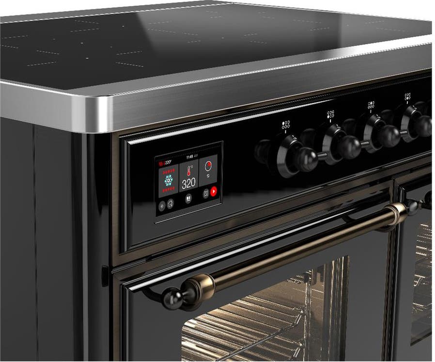 Ilve UMDIB40NR3BKB Glossy Black With Burnished Trim
