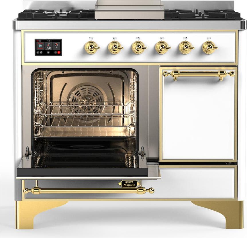 Ilve UMD40FQNR3WHGLP White With Brass Trim, Liquid Propane