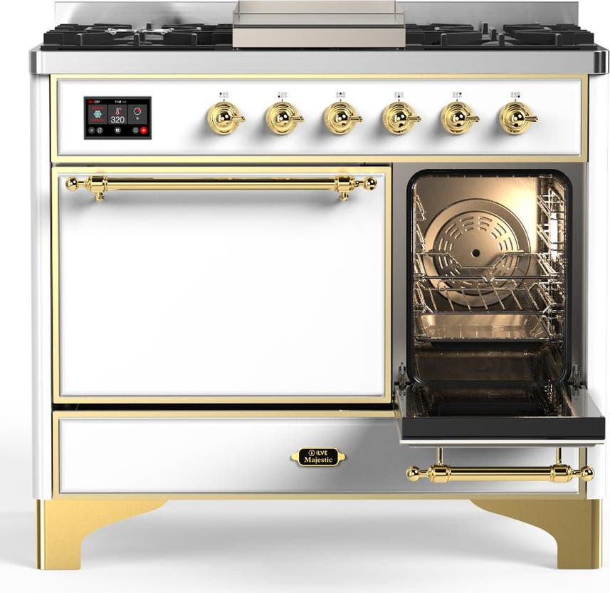 Ilve UMD40FQNR3WHGLP White With Brass Trim, Liquid Propane