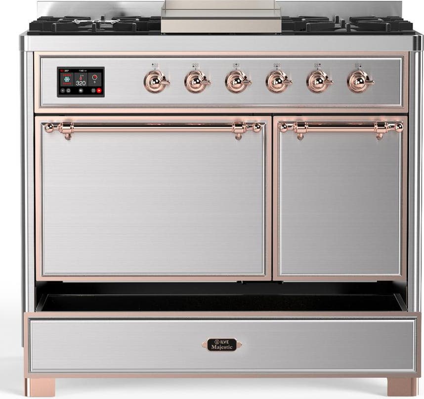 Ilve UMD40FQNR3SSPLP Stainless Steel With Copper Trim, Liquid Propane