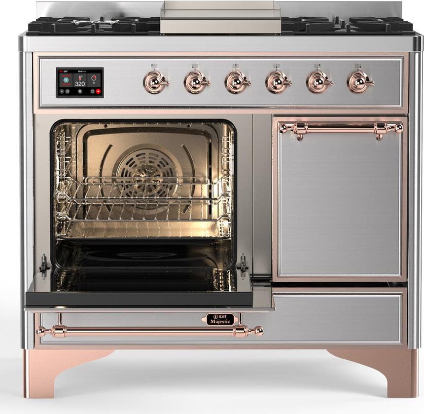 Ilve UMD40FQNR3SSP Stainless Steel With Copper Trim, Natural Gas