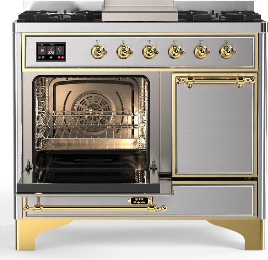 Ilve UMD40FQNR3SSGLP Stainless Steel With Brass Trim, Liquid Propane