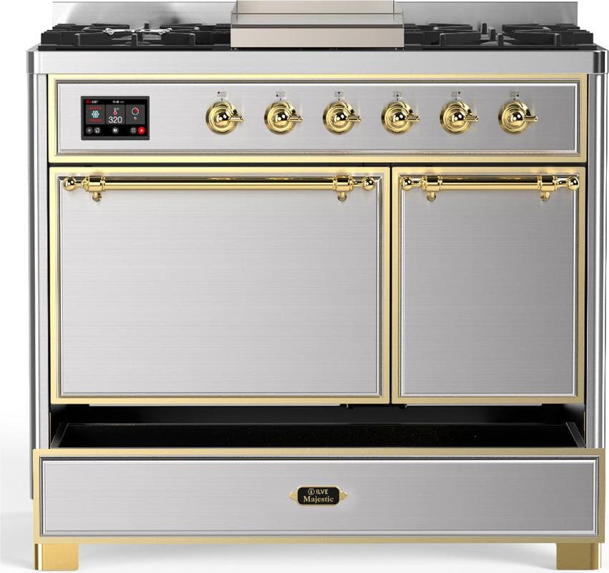 Ilve UMD40FQNR3SSGLP Stainless Steel With Brass Trim, Liquid Propane
