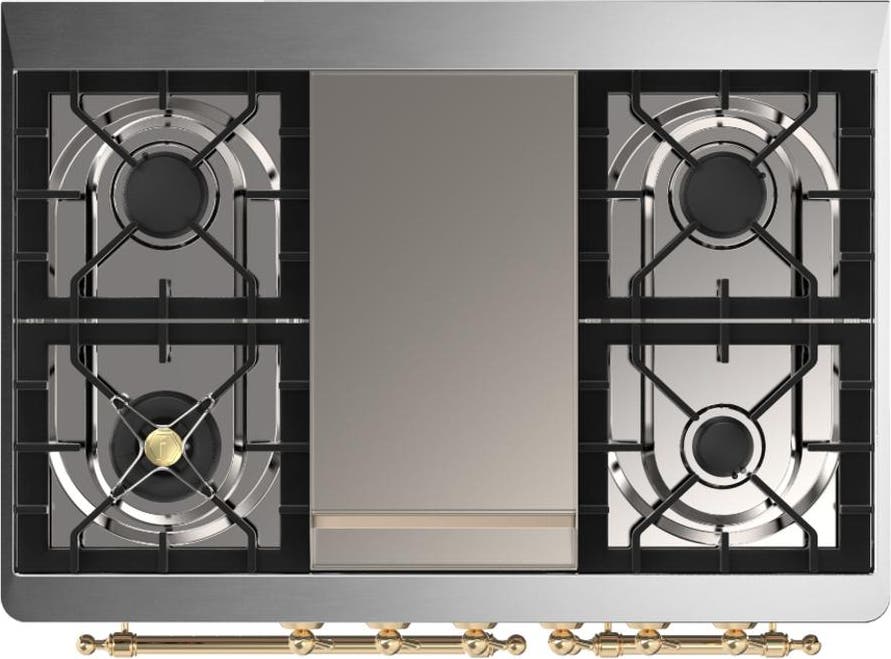 Ilve UMD40FQNR3SSG Stainless Steel With Brass Trim, Natural Gas