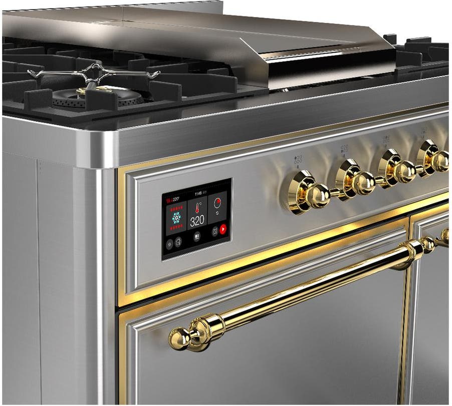 Ilve UMD40FQNR3SSG Stainless Steel With Brass Trim, Natural Gas