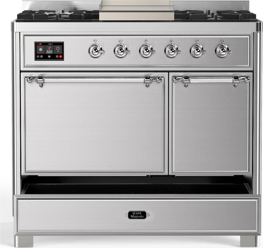 Ilve UMD40FQNR3SSCLP Stainless Steel With Chrome Trim, Liquid Propane