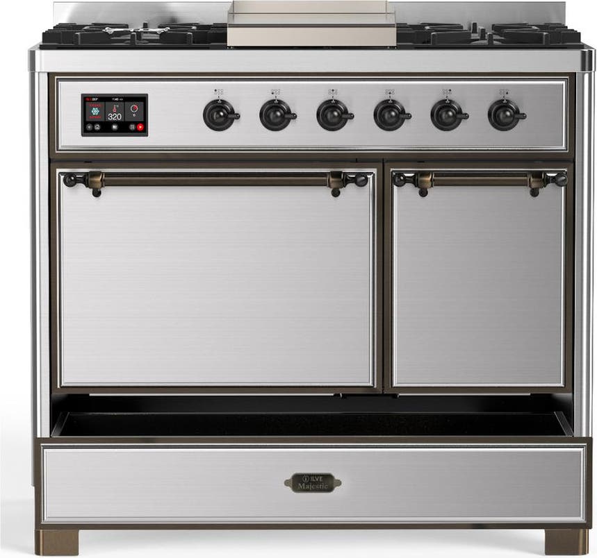 Ilve UMD40FQNR3SSBLP Stainless Steel With Burnished Trim, Liquid Propan...