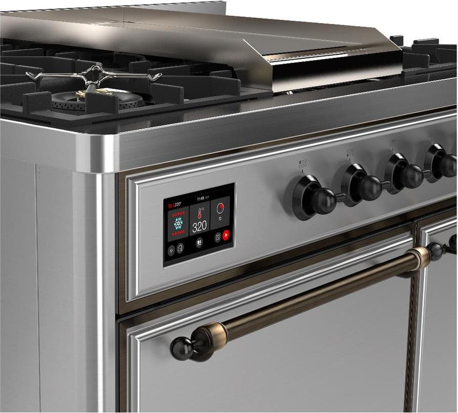 Ilve UMD40FQNR3SSB Stainless Steel With Burnished Trim, Natural Gas
