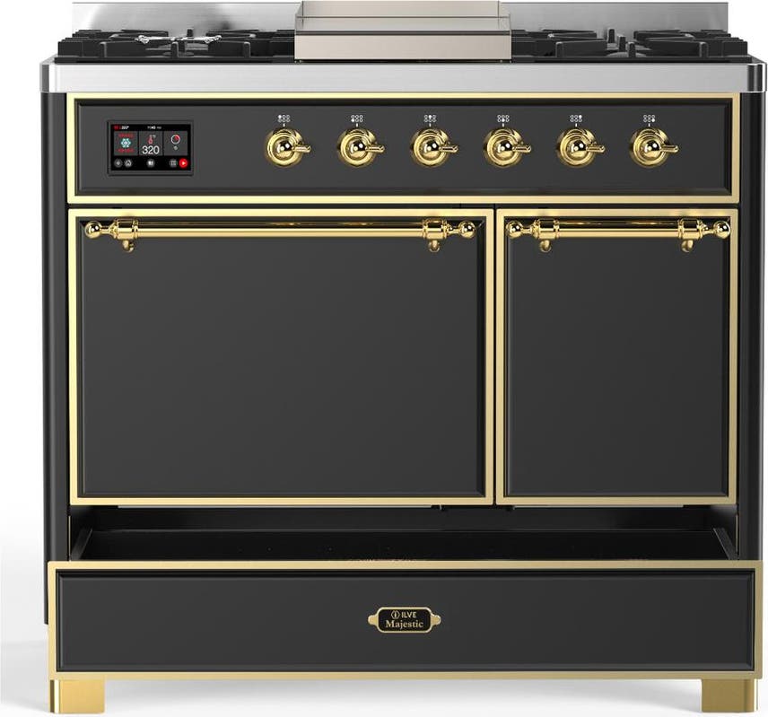 Ilve UMD40FQNR3MGG Matte Graphite With Brass Trim, Natural Gas