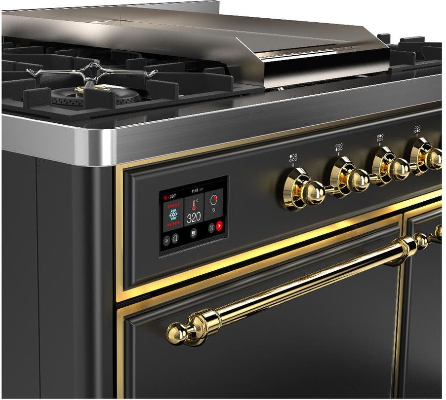 Ilve UMD40FQNR3MGG Matte Graphite With Brass Trim, Natural Gas