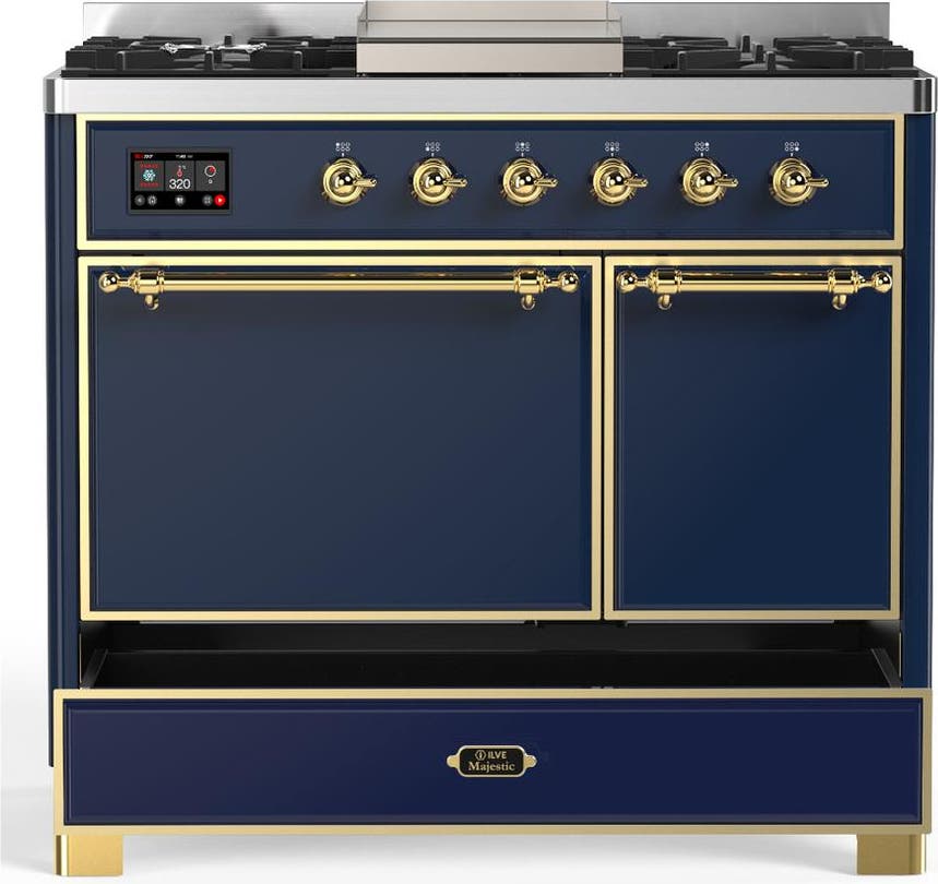 Ilve UMD40FQNR3MBGLP Midnight Blue With Brass Trim, Liquid Propane