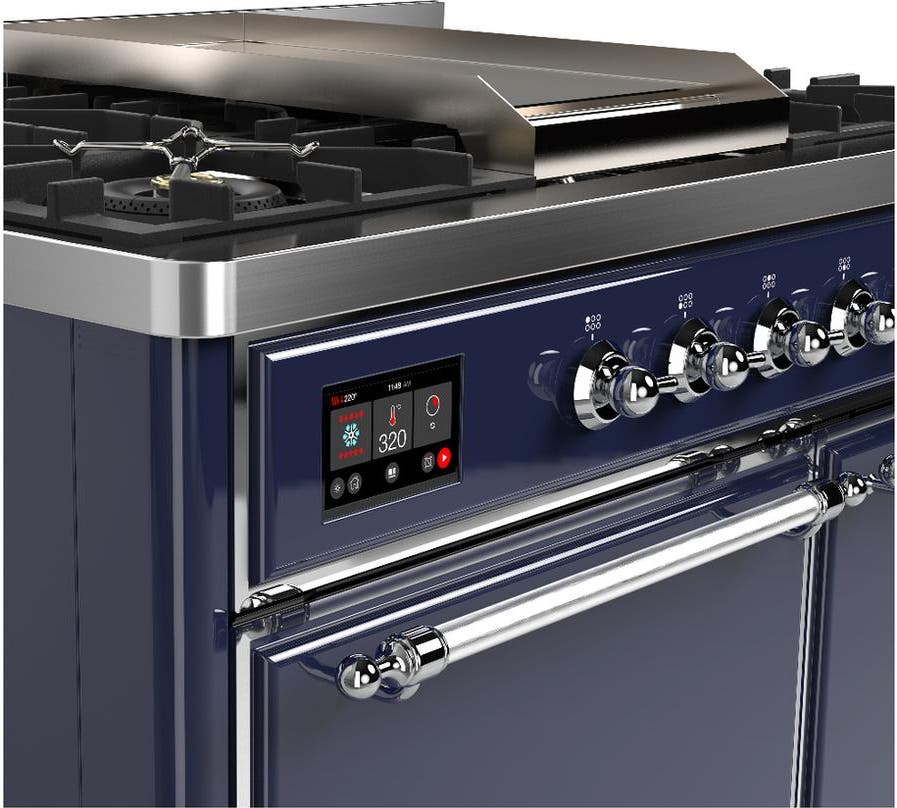 Ilve UMD40FQNR3MBC Midnight Blue With Chrome Trim, Natural Gas